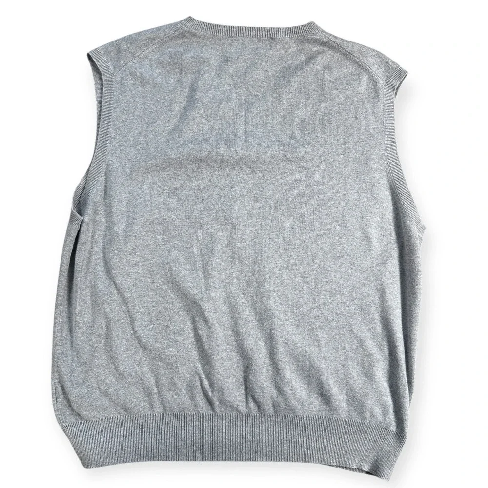 Polo‎ Ralph Lauren Mens Grey Pima Cotton V-Neck Sweater Vest Large Heather Gray